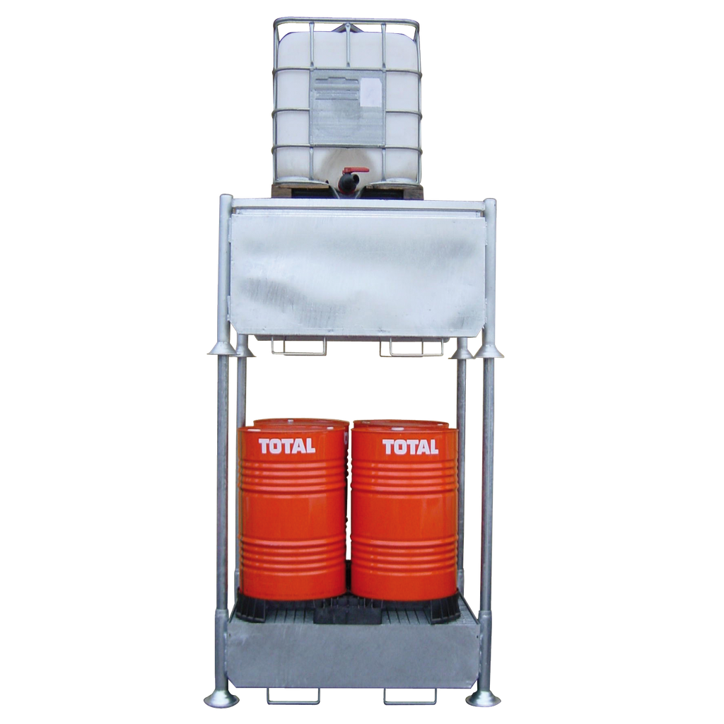 Cubeto de retención apilable, para 4 bidones 200 litros