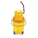 Cubo con prensa lateral y escurridor WaveBrake® 33,1 l, amarillo