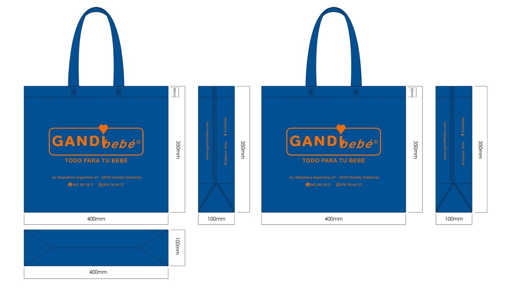 Bolsas TST / Termoselladas 40 x 35 x 10 cm Asa Corta o Asa Larga – Referencia Valencia