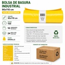 Bolsa de Basura Industrial Amarilla 90cmx110cm galga 150 Caja 24 Rollos