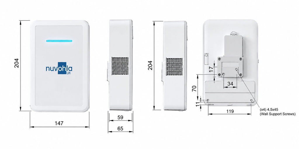 Purificador de aire y superficies para ascensor Nuvohla Lift