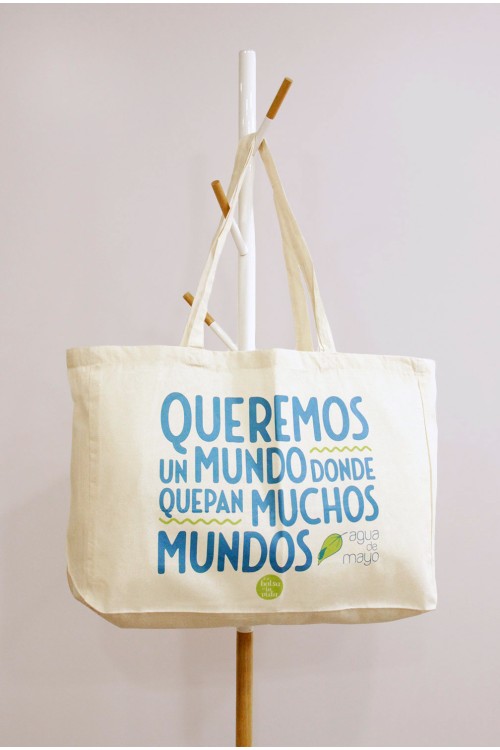 Bolsa de algodón con base de 12 cm y asas largas 48x36 cm de 150 gr