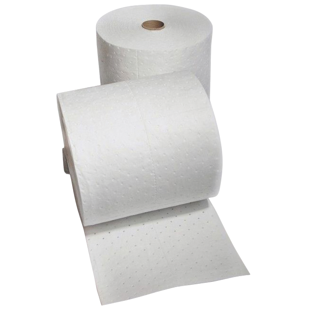 2 ROLLOS ABSORBENTES DE DOBLE ESPESOR PARA HIDROCARBUROS SIN CAPAS DE REFUERZO, DE 41CM X 46M.