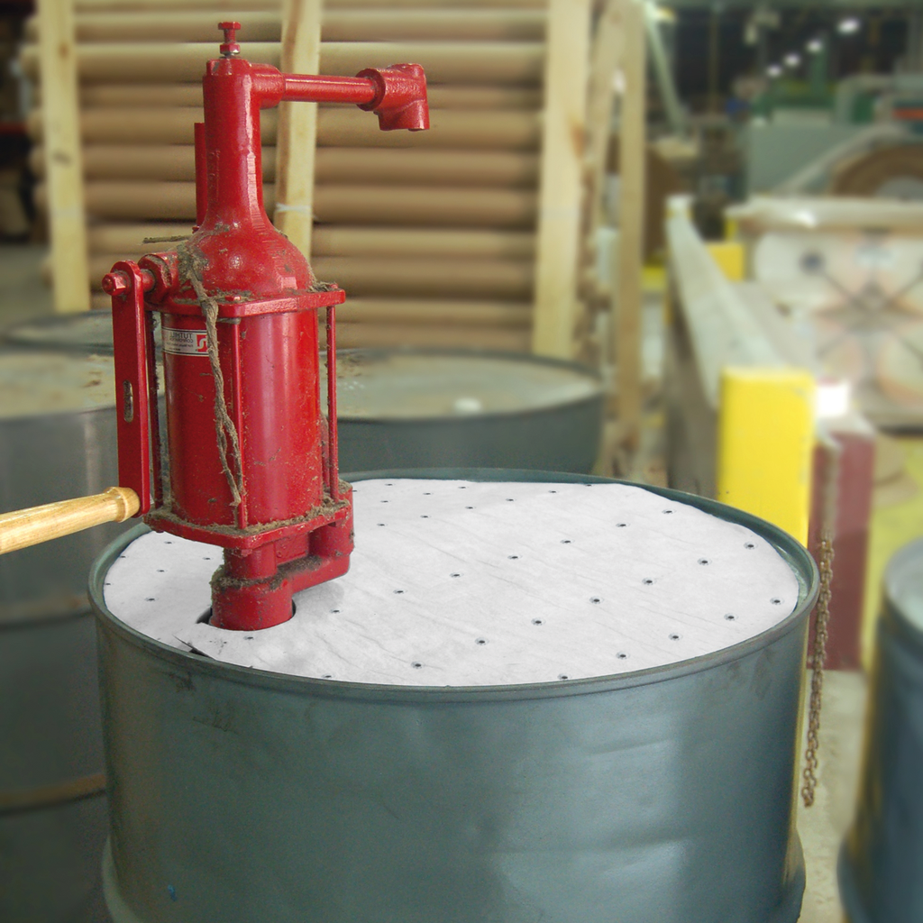 25 HOJAS ABSORBENTES DE HIDROCARBUROS PARA LA PARTE SUPERIOR DE BIDONES DE Ø56 CM.