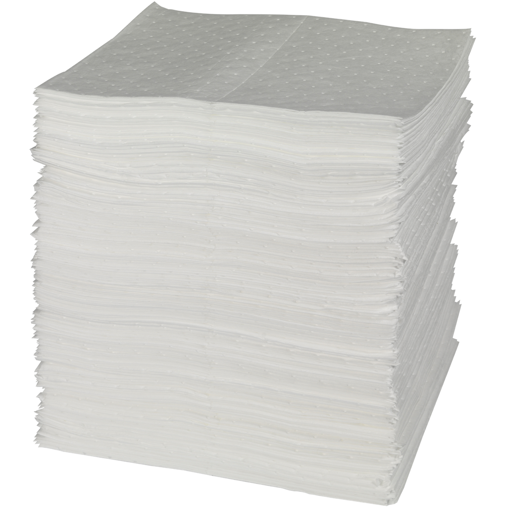 200 HOJAS ABSORBENTES DE HIDROCARBUROS SIMPLE ESPESOR CON 2 CAPAS DE REFUERZO.