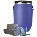 KIT ABSORBENTE UNIVERSAL DE 75 LITROS EN BIDÓN HOMOLOGADO AZUL.