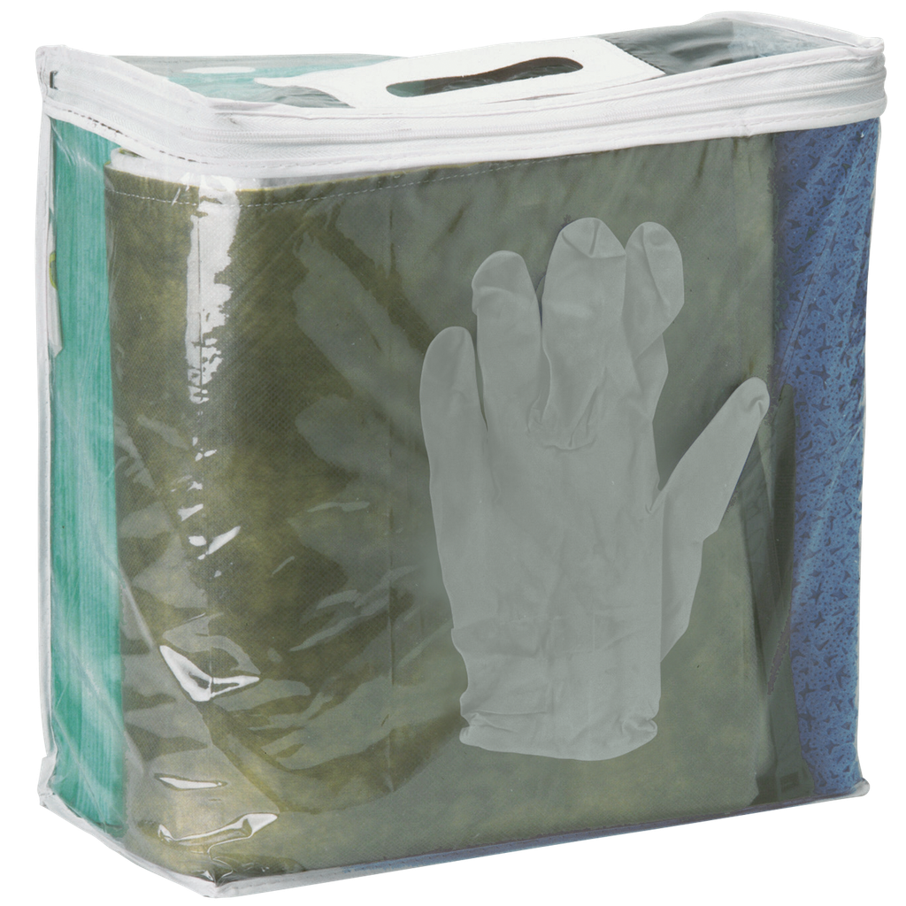 KIT ABSORBENTE DE HIDROCARBUROS DE 20 LITROS EN BOLSA TRANSPARENTE.