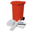 KIT ABSORBENTE DE HIDROCARBUROS DE 100 LITROS EN CONTENEDOR MÓVIL ROJO.