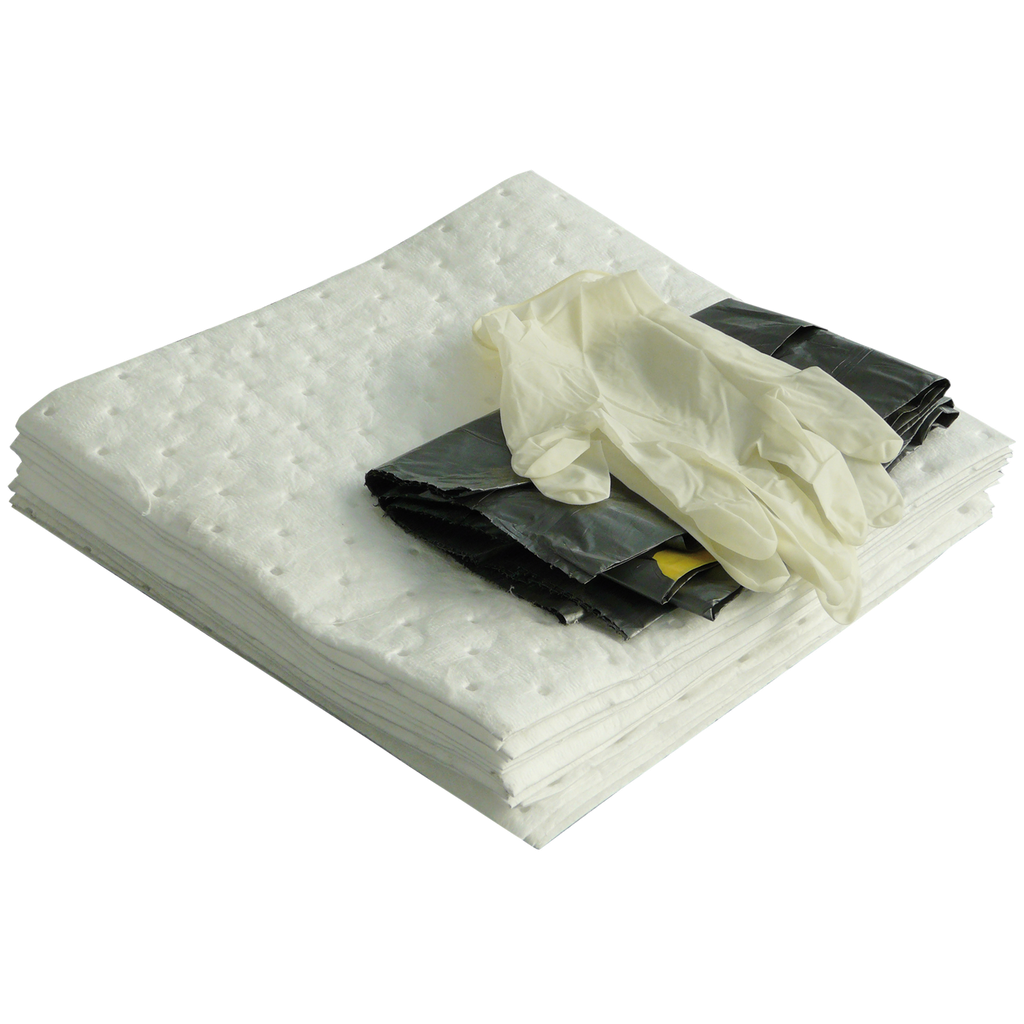 KIT ABSORBENTE DE HIDROCARBUROS DE 5 LITROS EN BOLSA TRANSPARENTE.