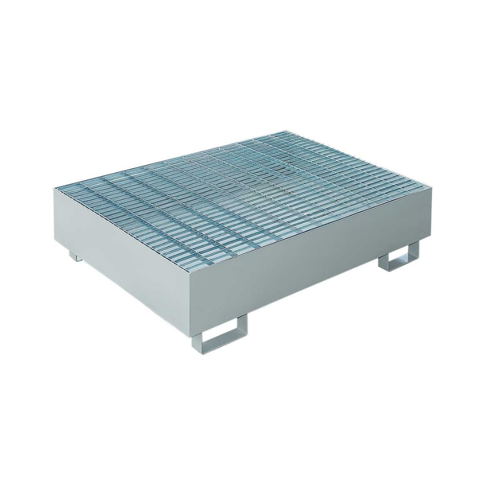 Cubeto De Retención De Acero Galvanizado De 440L Para 2 Bidones, Rejilla Galvanizada.