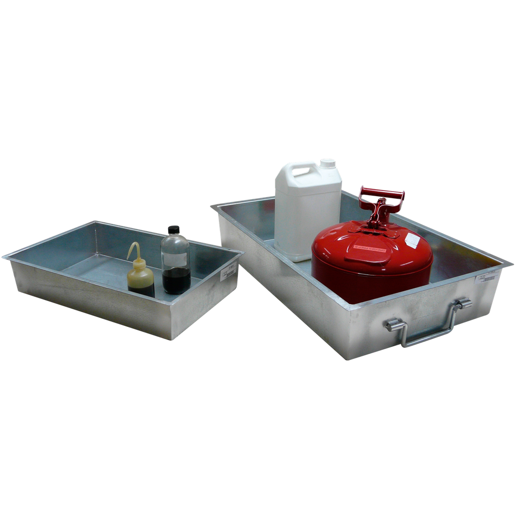 Cubeto De Retención Para Pequeños Recipientes De Acero Galvanizado De 15L, Sin Rejilla.