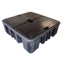 CUBETO DE RETENCIÓN DE POLIETILENO DE 485L PARA 4 BIDONES, REJILLA DE PLÁSTICO.