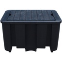 CUBETO DE RETENCIÓN DE POLIETILENO DE 250L PARA 1 BIDÓN, REJILLA DE PLÁSTICO.