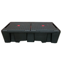 CUBETO DE RETENCIÓN DE POLIETILENO DE 1130L PARA 2 IBC, REJILLA DE PLÁSTICO.