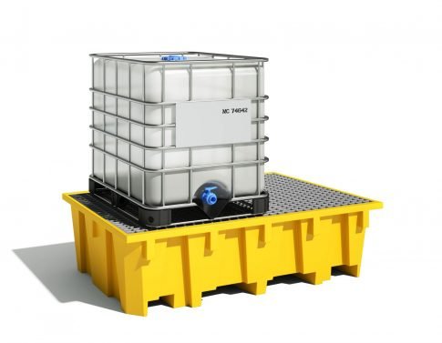 CUBETO DE RETENCIÓN DE POLIETILENO DE 1260L CON SOPORTE DE TRASIEGO PARA 1 IBC.