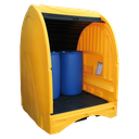 BOX DE RETENCIÓN DE POLIETILENO AMARILLO CON SOLAPAS DE 250 LITROS PARA 4 BIDONES.