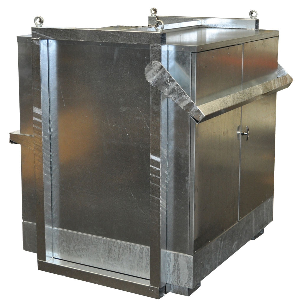 CAJA PARA 2 BIDONES GALVANIZADOS CON CAPACIDAD PARA SER IZADA.