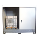 CONTENEDOR CON PUERTAS CORREDERAS, 1 NIVEL GRANDE PARA 2 IBC, REVESTIMIENTO DE PE.