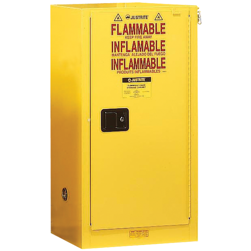 ARMARIO DE SEGURIDAD AUTOMÁTICO FM PARA PRODUCTOS INFLAMABLES, MOSTRADOR DE 1 PUERTA.