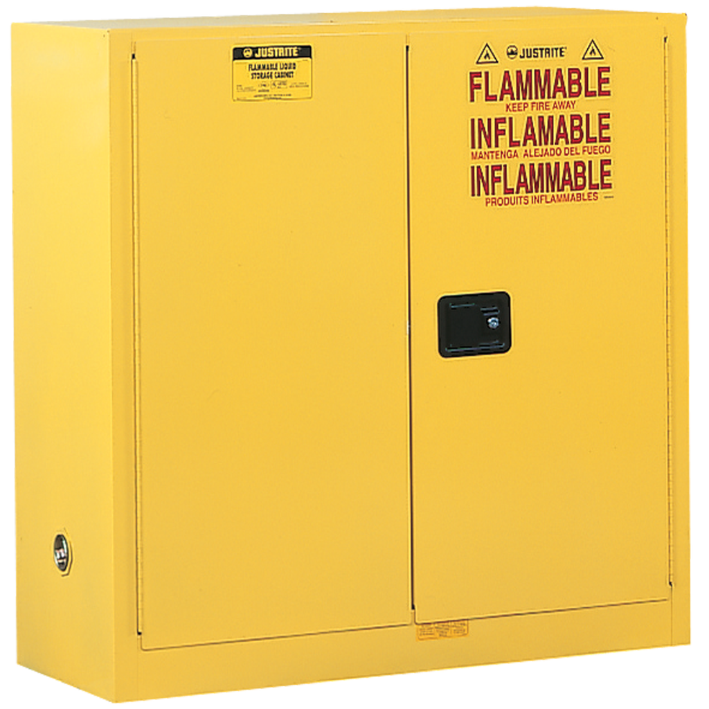 ARMARIO DE SEGURIDAD FM AUTOMÁTICO PARA PRODUCTOS INFLAMABLES, MOSTRADOR DE 2 PUERTAS.