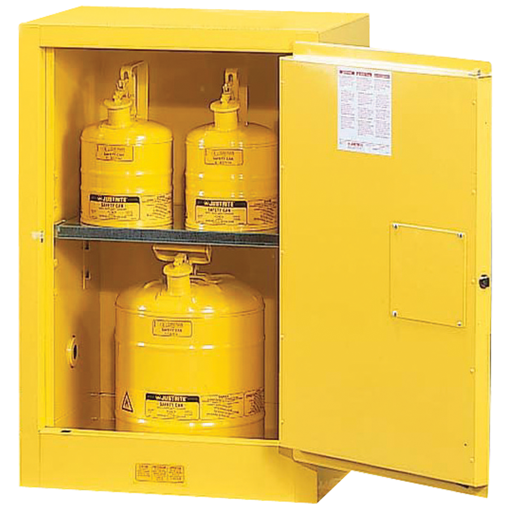 ARMARIO DE SEGURIDAD AUTOMÁTICO FM PARA PRODUCTOS INFLAMABLES, MOSTRADOR DE 1 PUERTA.