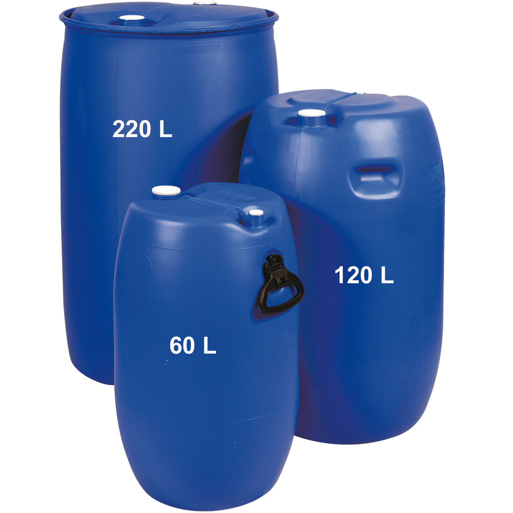 Bidón De Transporte De Polietileno Con Bridas, 120 Litros.