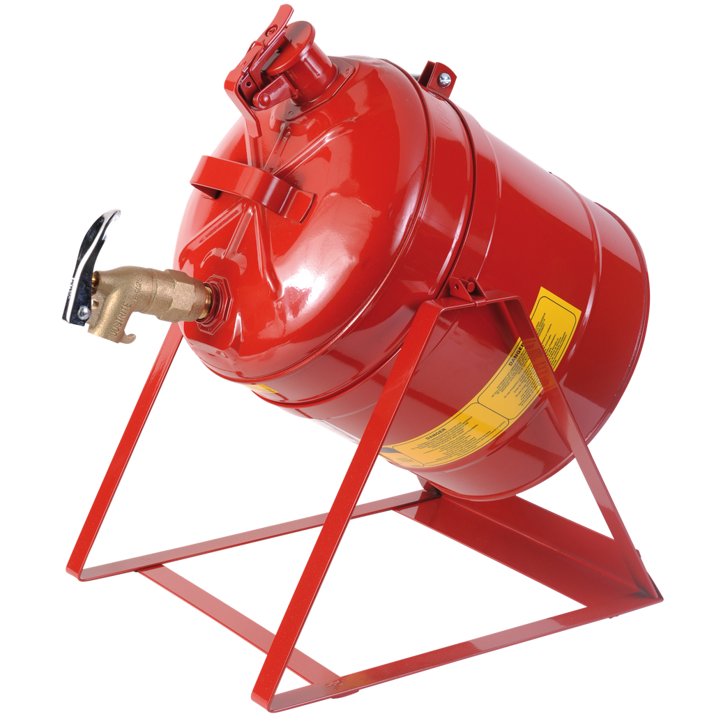 BIDÓN DE SEGURIDAD CON BASCULANTE Y GRIFO DE GRAN CAUDAL PARA LÍQUIDOS INFLAMABLES.