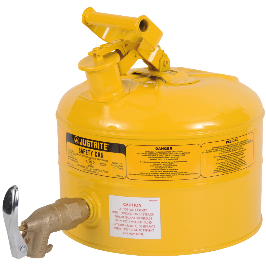 Bidón De Seguridad Con Grifo De Gran Caudal Para Líquidos Inflamables.