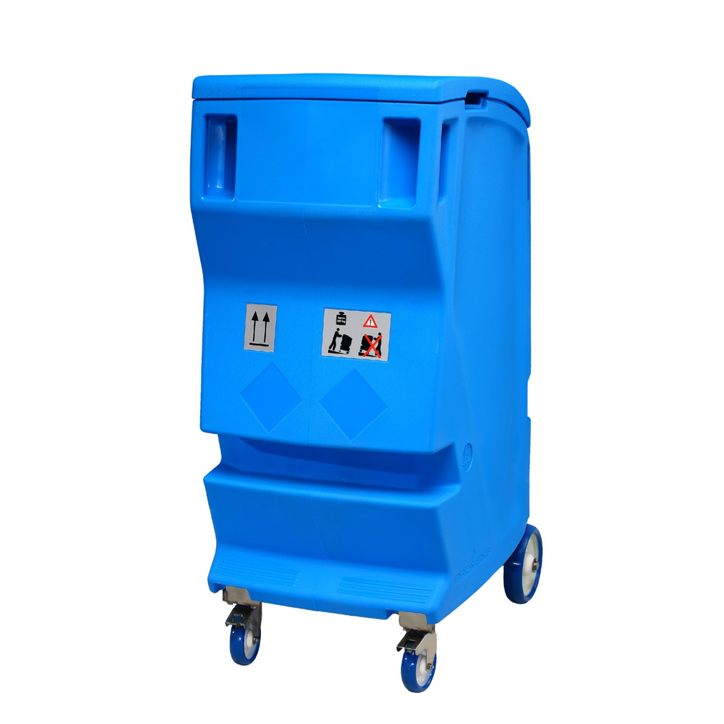 Contenedor Azul De Seguridad Con Ruedas