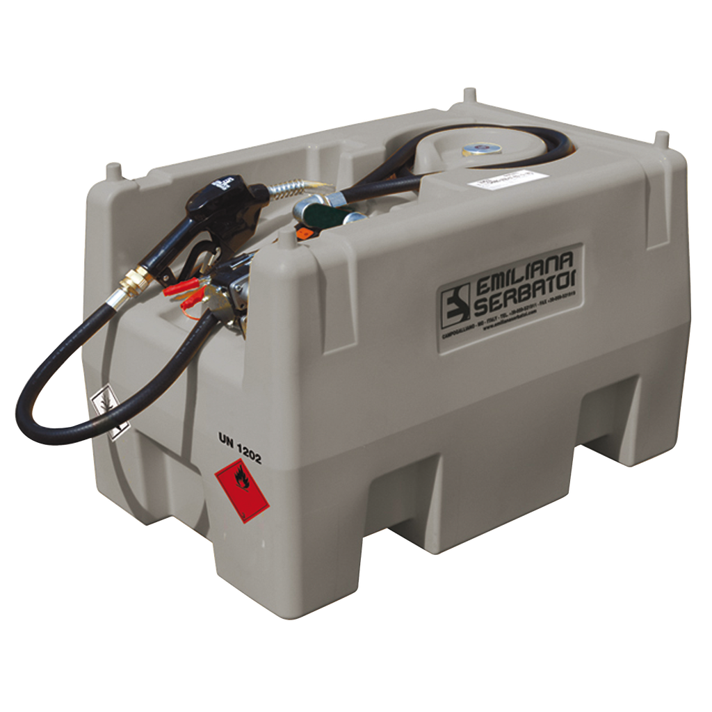 TANQUE CARRYTANK® HOMOLOGADO ADR PARA TRANSPORTE DE GASÓLEO DE 220L EN POLIETILENO EQUIPADO CON 12V, 45 L/MIN.