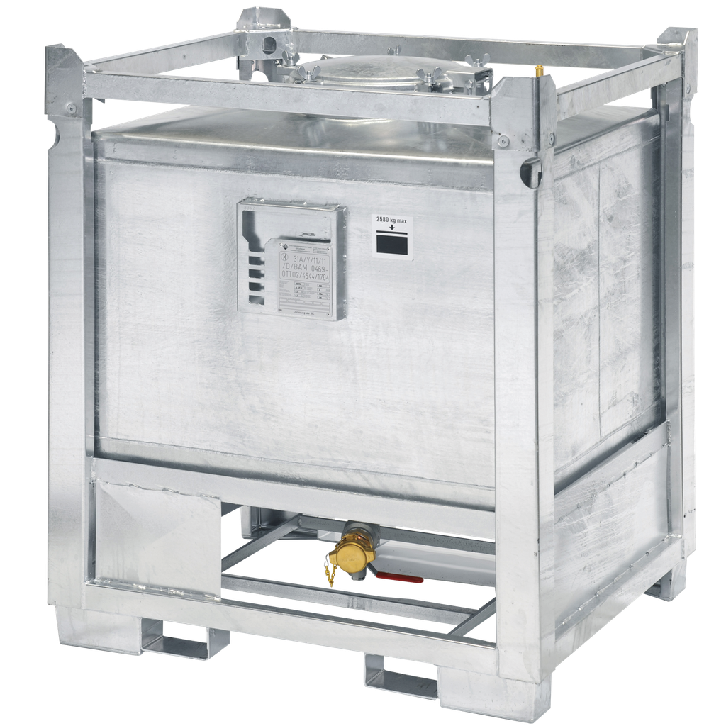 Depósito De Acero Galvanizado De Pared Simple Con Válvula De Drenaje, 1000 Litros.