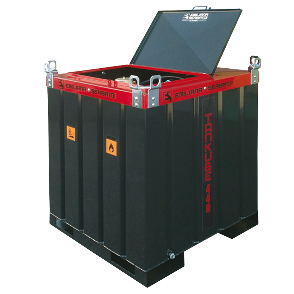 DEPÓSITO DE TRANSPORTE DE GASÓLEO DE ACERO DE DOBLE PARED TANKUBE EQUIPADO CON 440L, 12/24V, HOMOLOGADO ADR.