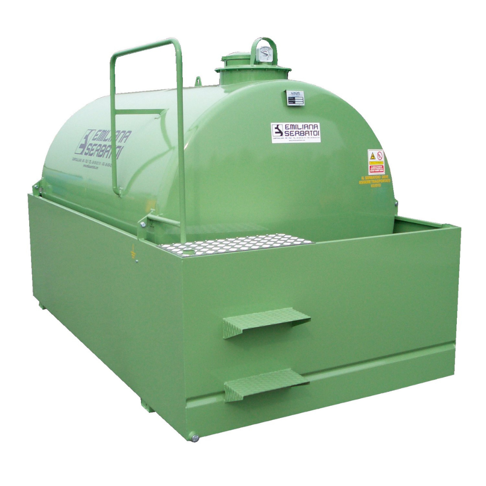 DEPÓSITO DE ALMACENAMIENTO DE ACERO DE PARED SIMPLE CON RETENCIÓN PARA ACEITES USADOS DE 9000L.