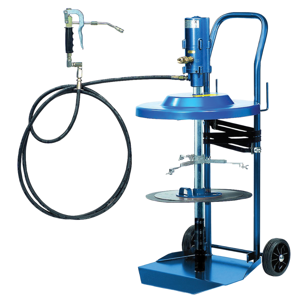 CONJUNTO NEUMÁTICO MÓVIL DE DISTRIBUCIÓN DE GRASA PARA BIDONES, 50:1.