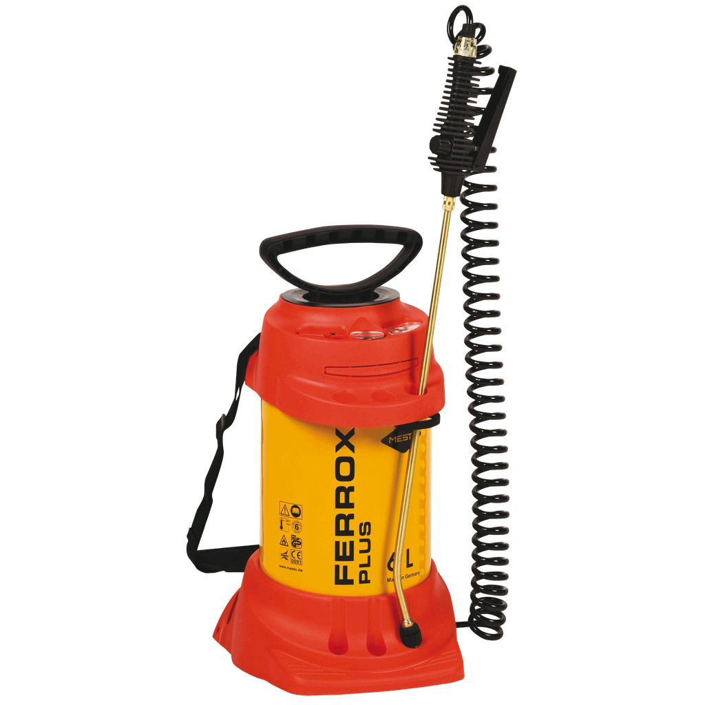 Pulverizador de alta presión con depósito 6 L en acero.  Para líquidos agresivos. Juntas de FPM Viton®.