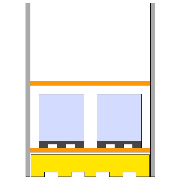 Estanteria 2 Niveles, 2 Grg Por Nivel, Cubeto 1100L