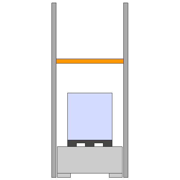 ESTANTERIA 2 NIVELES, 1 GRG POR NIVEL, CUBETO 1000L