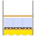 ESTANTERIA 2 NIVELES, 3 GRG POR NIVEL, CUBETO 1500L