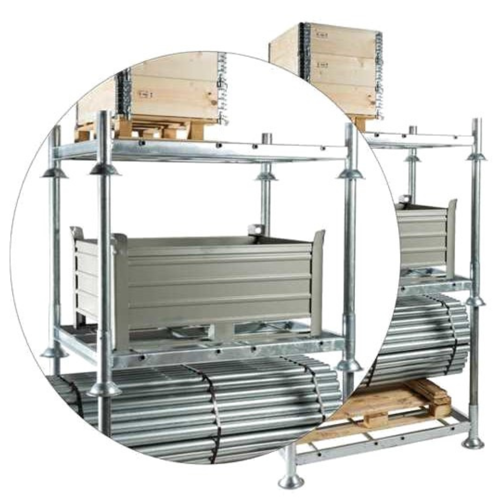 CABALLETES DE ACERO DE 1680 MM PARA MANURACK Y CUBETOS APILABLES DE 1 IBC.