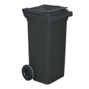 CONTENEDOR PLÁSTICO DE COLOR CON 2 RUEDAS, 80 L.