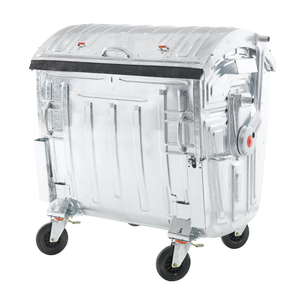 CONTENEDOR 1100L EN ACERO GALVANIZADO CON RUEDAS