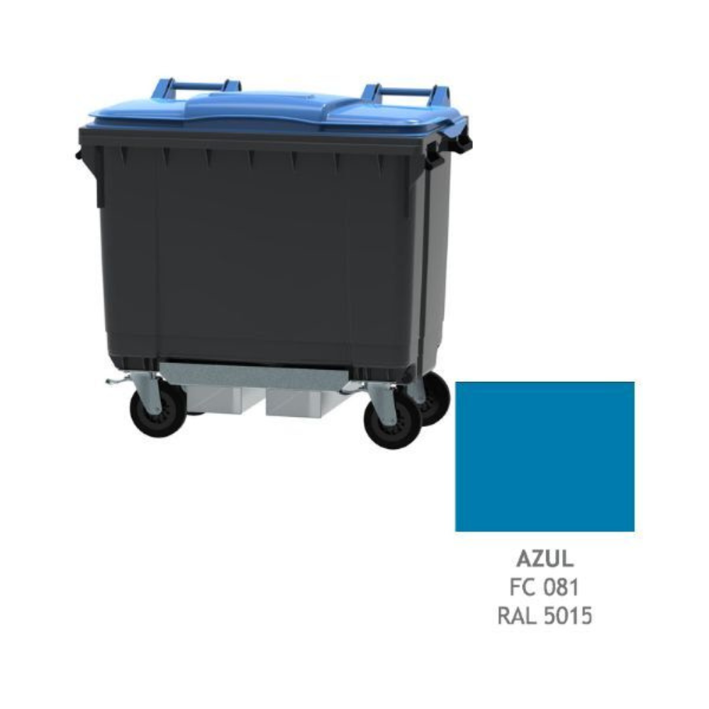 CONTENEDOR 4 RUEDAS DE 1100 LITROS, COLOR AZUL