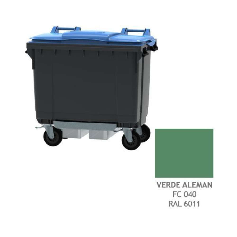 Contenedor 4 Ruedas De 1100 Litros, Color Verde