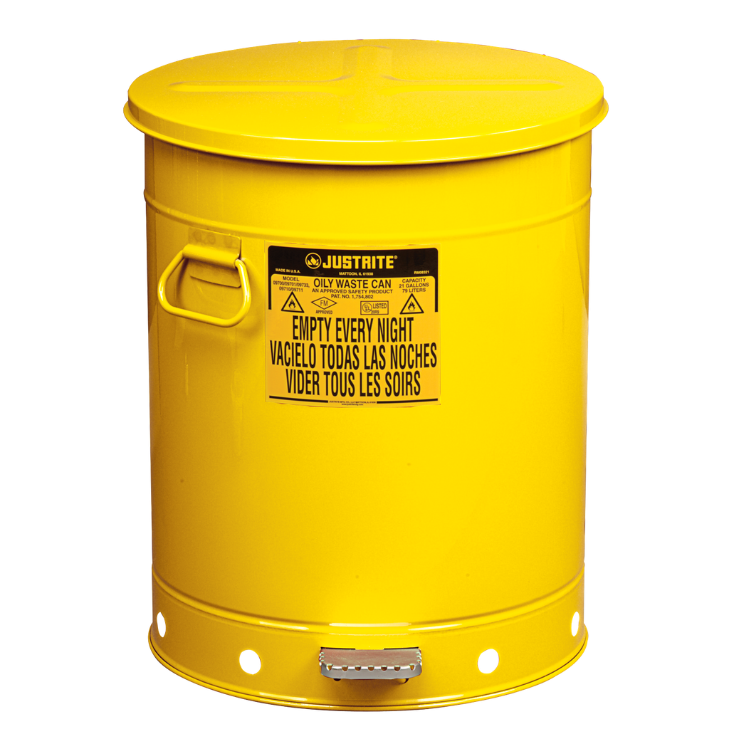 PAPELERA METÁLICA PARA RESIDUOS ACEITOSOS Y DISOLVENTES DE 79 LITROS.