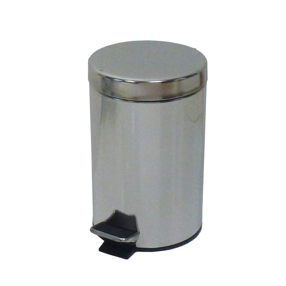 Papelera  Acero Inox Color Cromo Con Pedal De 5L