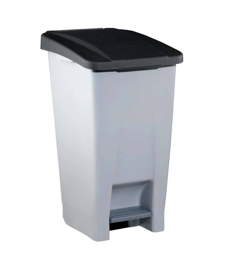 CONTENEDOR CAPACIDAD 60L CON PEDAL CUERPO GRIS Y TAPA NEGRA