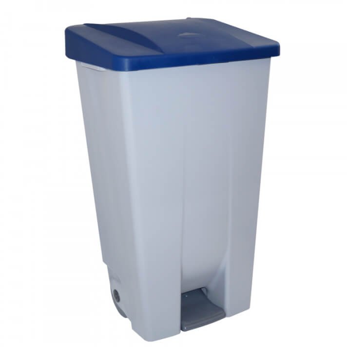 CONTENEDOR CAPACIDAD 120L CON PEDAL CUERPO GRIS Y TAPA AZUL