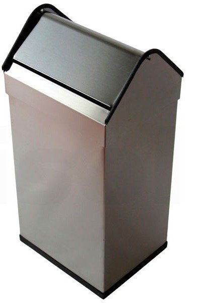 Papelera Acero Inox Color Blanco 40L Con Tapa Basculante