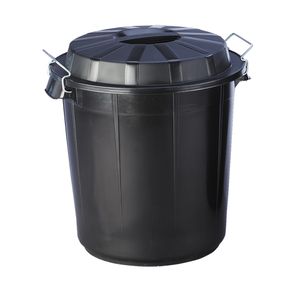 Cubo 70L En Plástico Color Negro Con Tapa