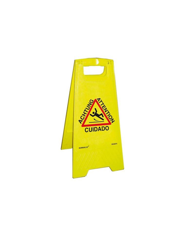 CABALLETE SEÑAL SUELO MOJADO EN PLÁSTICO ABS COLOR AMARILLO